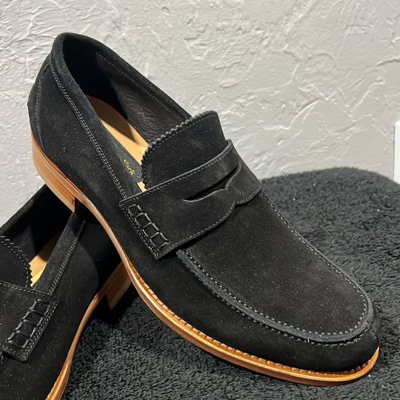 🔥🔥 TO BOOT NEW YORK Adam Dereck Black Suede Penny Loafers Italy Sz 9 - PERFECT - Picture 2 of 12
